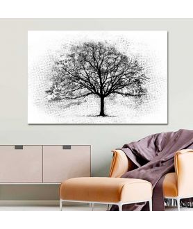 Obrazy czarno białe - Obrazy grafiki czarno białe Czarne drzewo (1-częściowy) szeroki