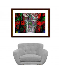 Obrazy las - Obraz do salonu z czerwienią Kolorowy las