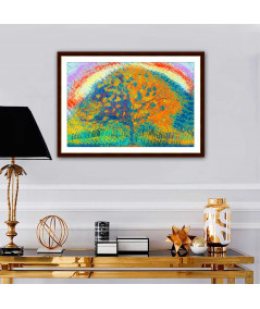 Obrazy drzewo - Kolorowy obraz do salonu Drzewo i tęcza