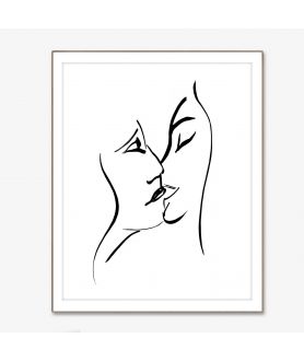 Obrazy na ścianę - Grafiki czarno białe - Grafika pocałunek 8