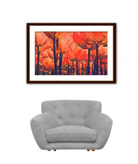 Obrazy kwiaty - Obraz do salonu Tulipany czerwony las (1-częściowy) szeroki