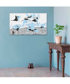 Obrazy zwierząt - Obraz zwierzęta dzikie Żurawie białe (1-częściowy) szeroki