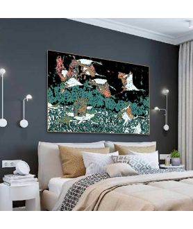 Obrazy zwierząt - Obrazy z ptakami Żurawie w nocy, obrazy do sypialni