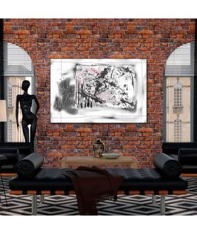 Obrazy na ścianę - Obraz abstrakcyjny czarno biały Ogród (1-częściowy) szeroki