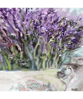 obrazy kwiaty Obraz do jadalni Lawendowy stół (1-częściowy) szeroki