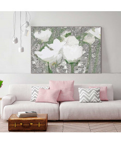 Obrazy na ścianę - Grafika obraz Białe tulipany (1-częściowy) szeroki