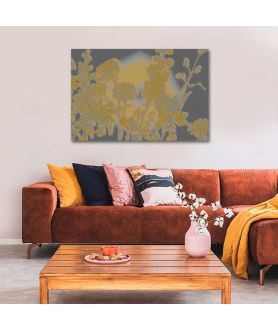 Obrazy na ścianę - Obraz szaro żółty Szary z żółtymi kwiatami
