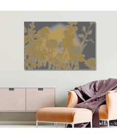 Obrazy na ścianę - Obraz szaro żółty Szary z żółtymi kwiatami