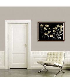 Obrazy na ścianę - Kwiaty na czarnym tle grafika Kwiaty polne na czarnym tle