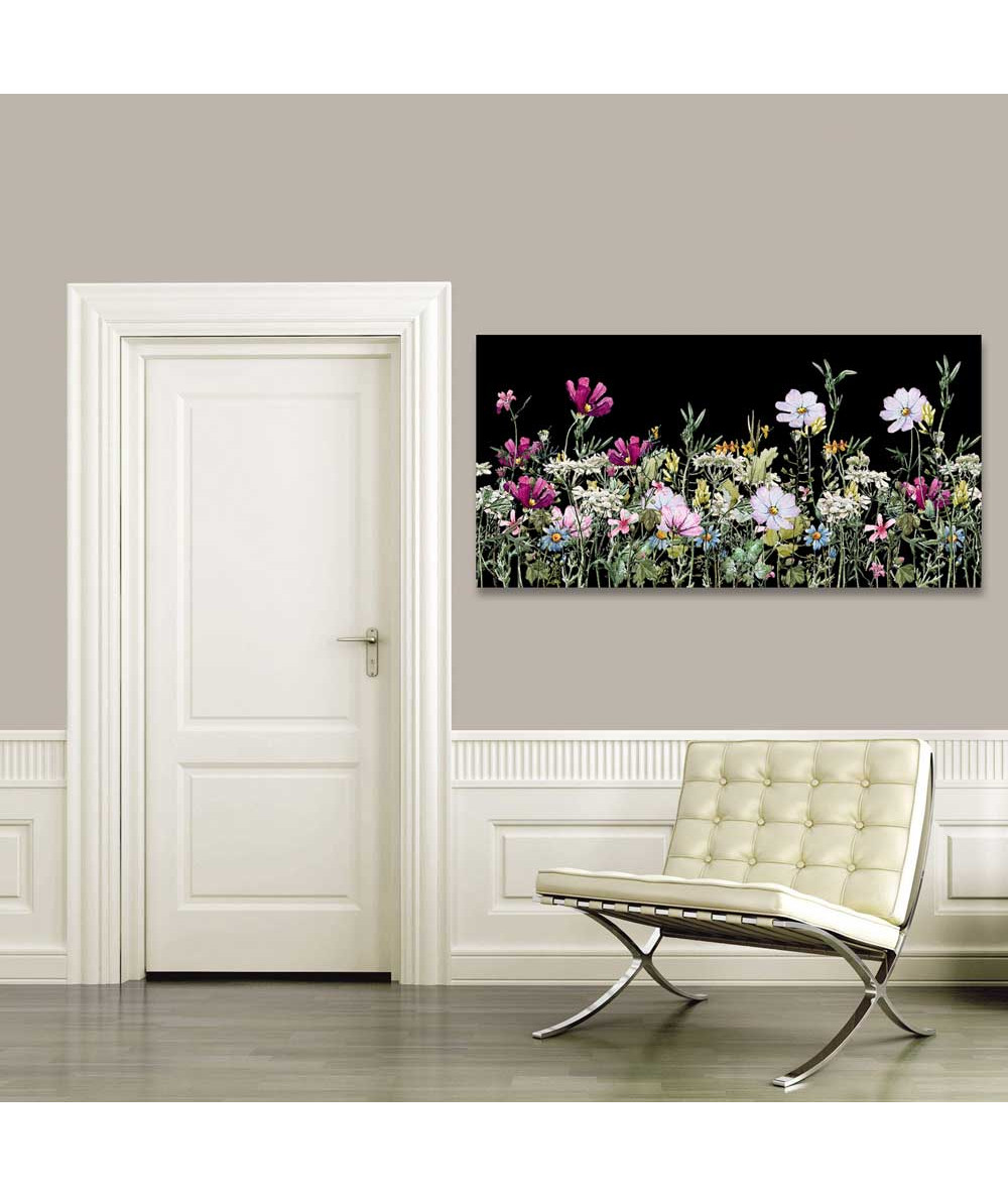 Obraz na płótnie Obrazy kwiaty na czarnym tle Wiosenna łąka akwarela