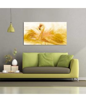 Obrazy na ścianę - Obraz malowany akwarelami Flaming akwarela złoty (długi)