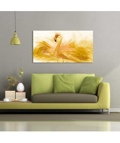 Obrazy na ścianę - Obraz malowany akwarelami Flaming akwarela złoty (długi)