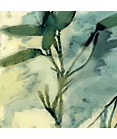 Malarstwo Akwarele - Obraz zielone liście Melodia wieczoru