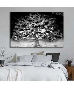 Obrazy na ścianę - Obraz z drzewem czarno biały Drzewo i noc