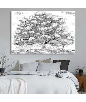 Obrazy na ścianę - Grafika drzewo Drzewo magnolii czarno białe