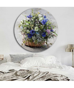 Okrągłe obrazy - Okrągły obraz na płótnie - Koszyk z kwiatami