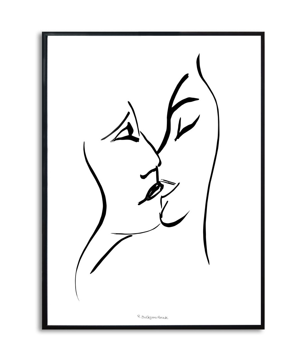 Plakat w ramie na ścianę - Grafika pocałunek 8