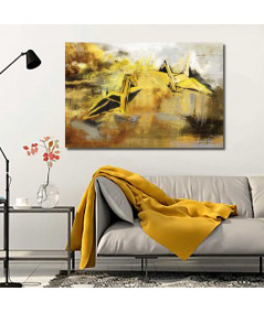 Obrazy na ścianę - Złoty obraz żurawie origami Spotkanie w przestrzeni