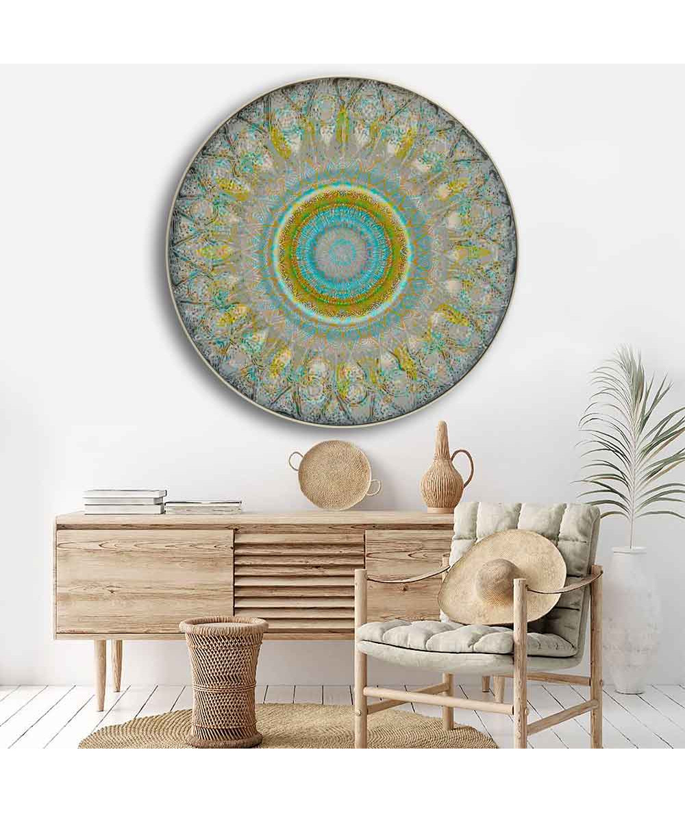 Okrągłe obrazy - Okrągły obraz na płótnie - Mandala słońca