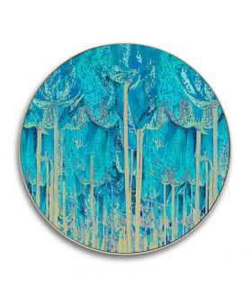 Okrągłe obrazy - Okrągły obraz na płótnie - Turkusowy las