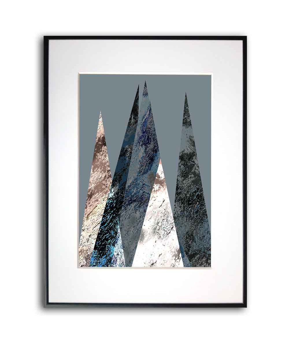 Plakat nowoczesny - Góry na srebrnym tle
