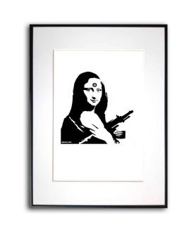 Plakat Banksy'ego - Mona Lisa z pistoletem