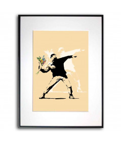 Plakat Banksy na ścianę - Kwiat bombowiec beżowy