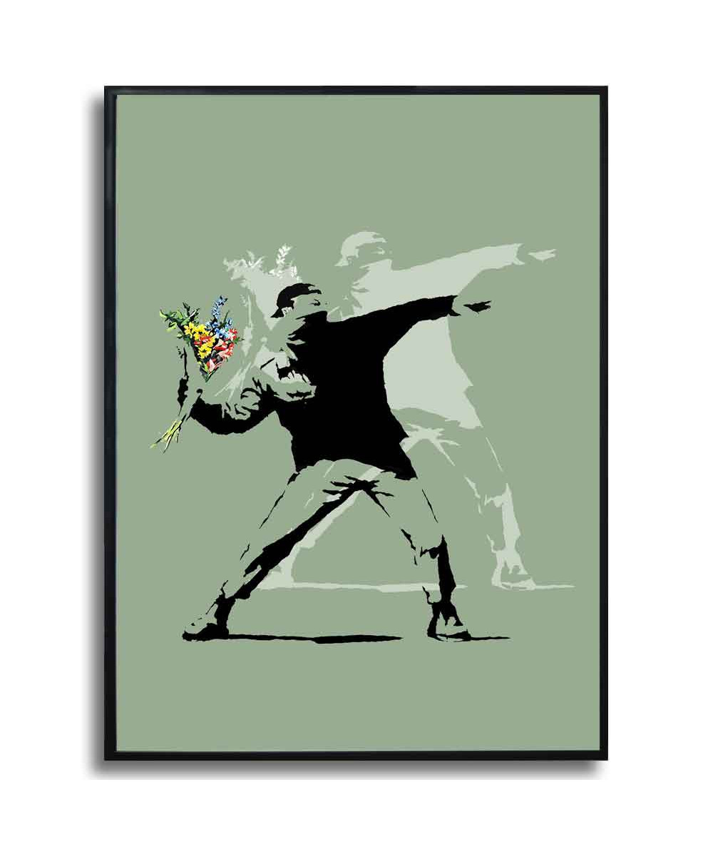 Plakat na ścianę - Banksy - Kwiat bombowiec zielony