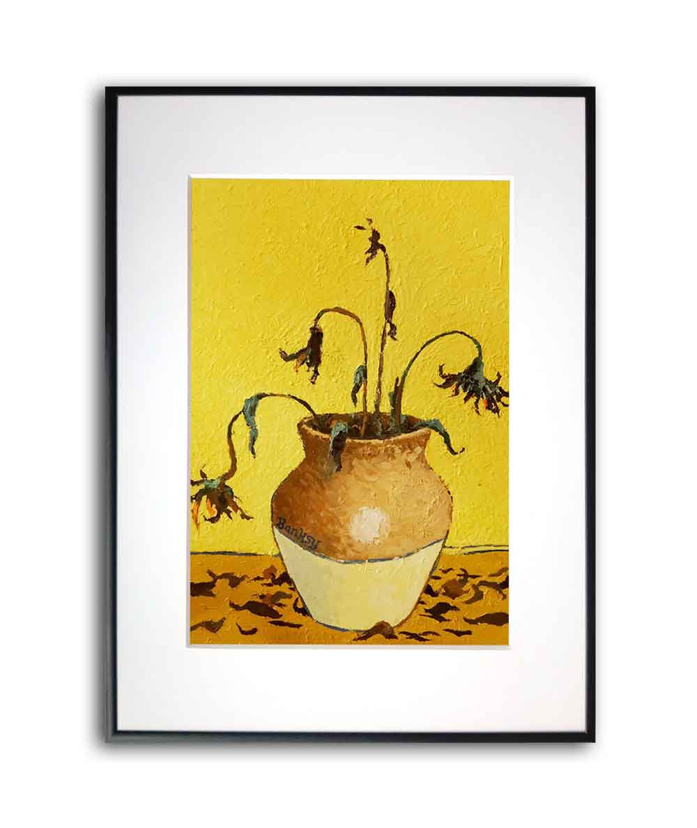 Plakat słoneczniki na ścianę - Banksy słoneczniki