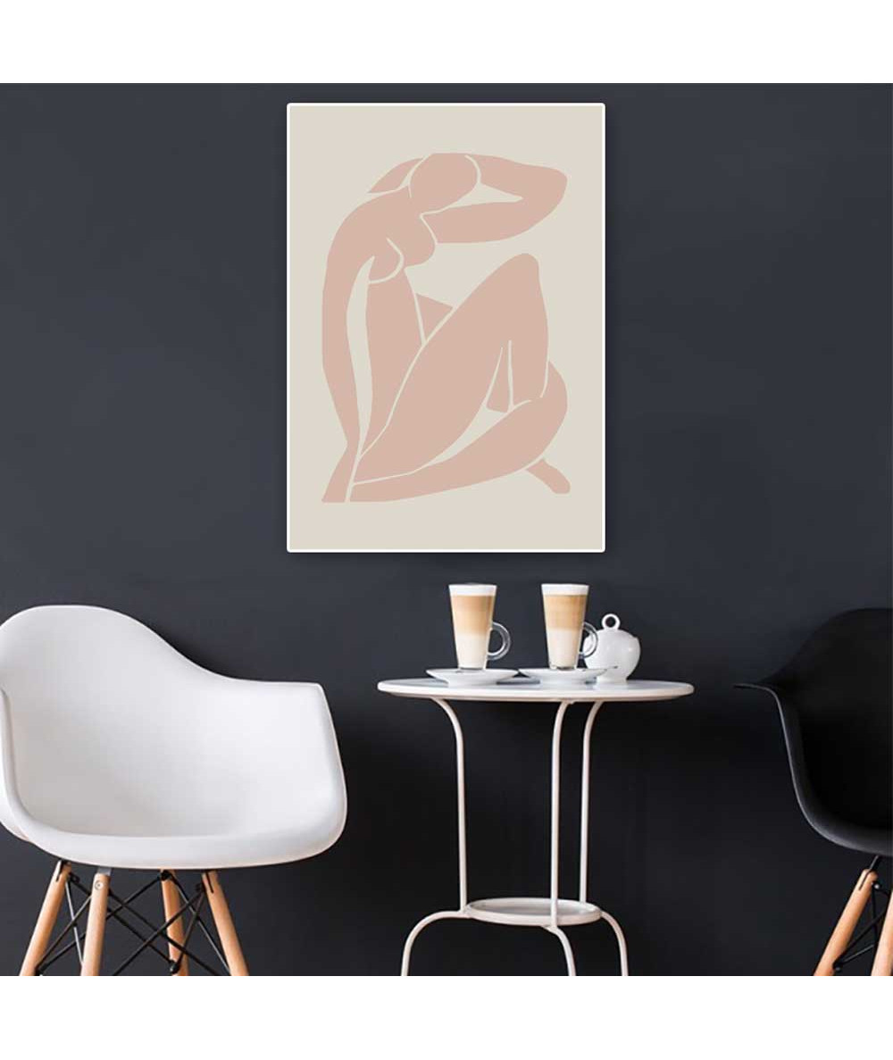Plakat - Abstrakcja kobieta siedząca brudny różowy