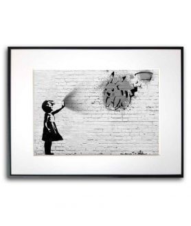 Plakat czarno biały Banksy - Czarno biała dziewczyka z pokemonem