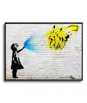 Plakat Banksy w ramce - Dziewczynka z pokemonem