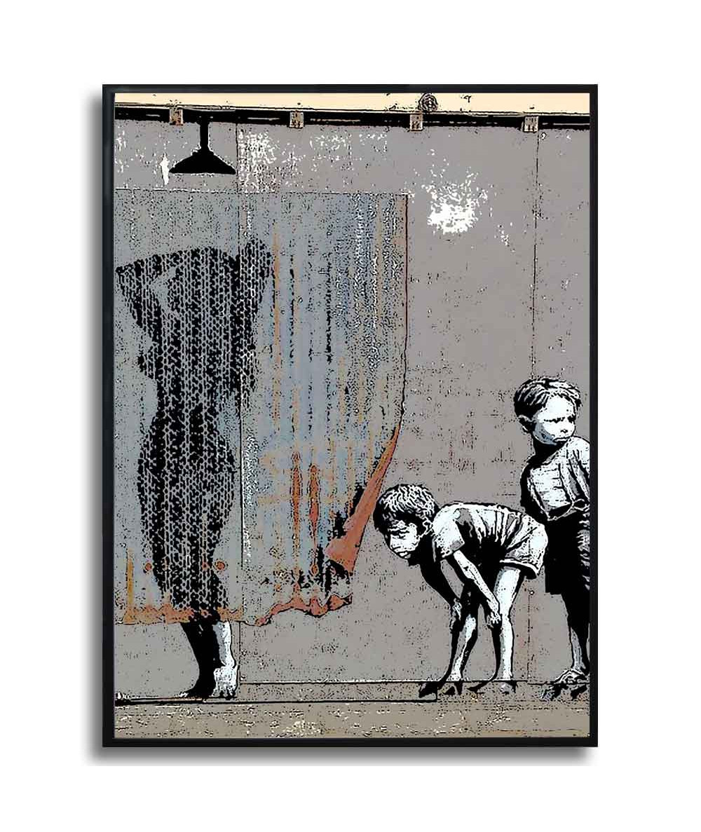 Plakat na ścianę - Banksy - Kobieta pod prysznicem grafika