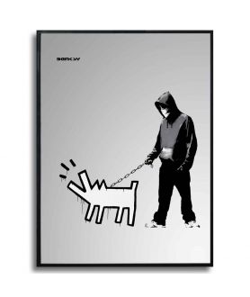 Plakat street art na ścianę - Banksy - Szczekający pies