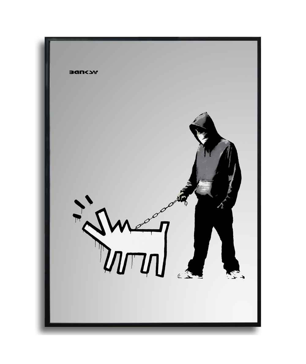 Plakat street art na ścianę - Banksy - Szczekający pies
