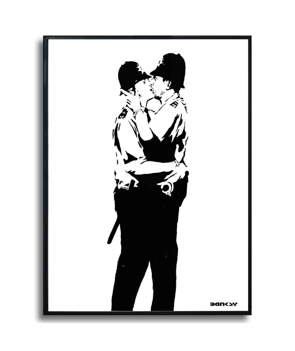Banksy plakat grafika - Całujący się policjanci