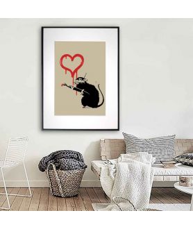 Plakat poster - Banksy - Love Rat beżowy