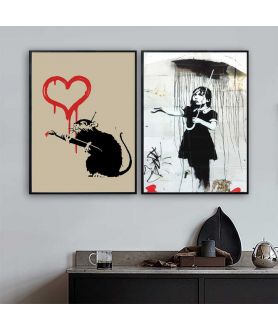 Plakat na ścianę - Banksy - Love Rat beżowy