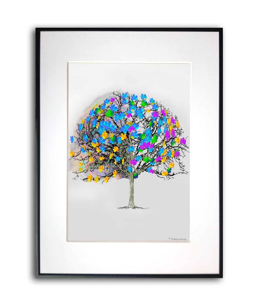 Plakat drzewo - Kolorowe liście na drzewie