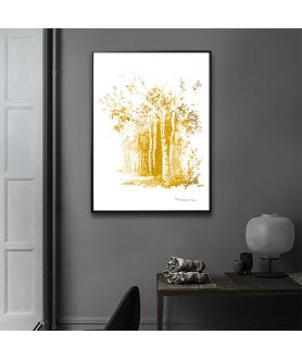 Grafika w ramie na ścianę Złote drzewa