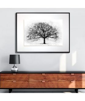 Plakat grafika czarno biała - Czarne drzewo