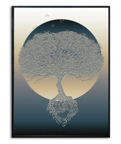 Plakat natura z drzewem Drzewo porannego blasku