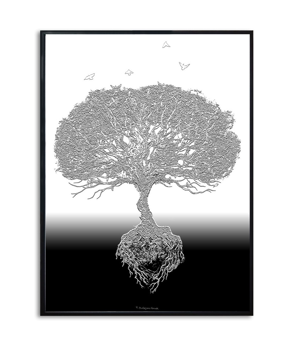 Plakat drzewo czarno białe - Rosnę dla ciebie