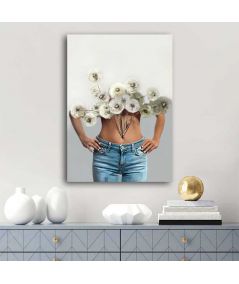 Obrazy na ścianę - Obraz naga kobieta - Kobieta z kwiatami dmuchawców