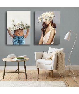 Obrazy na ścianę - Obraz na płótnie - Dziewczyna i białe storczyki