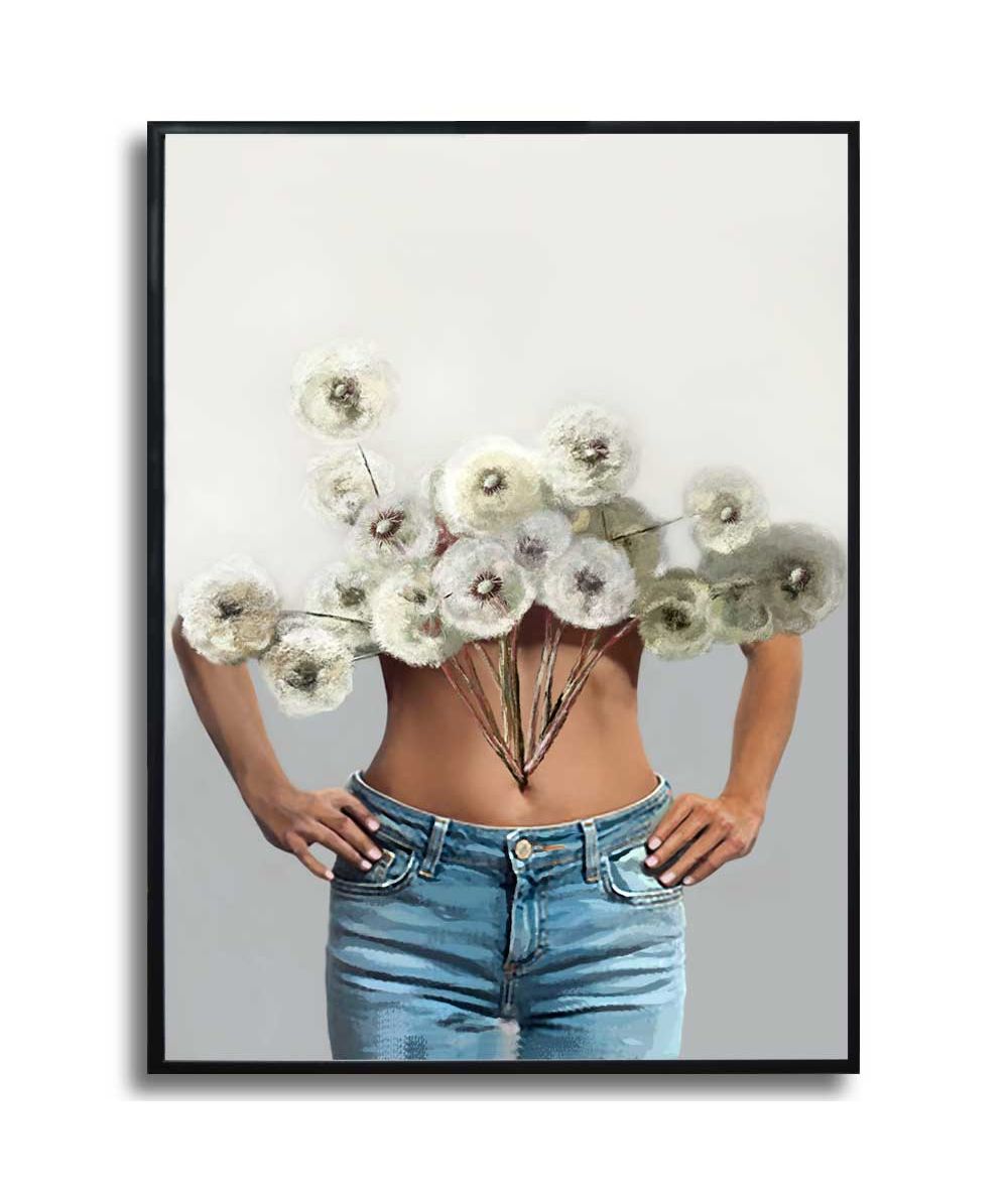Plakat na ścianę - Kobieta z kwiatami dmuchawców