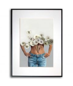 Plakat nowoczesny - Kobieta z kwiatami dmuchawców