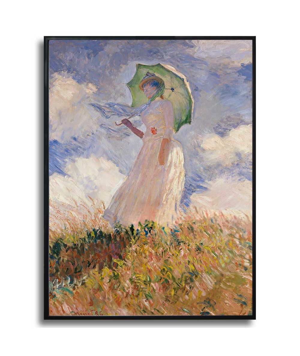 Plakat malarstwo - Monet - Kobieta z parasolką zwrocona w lewo