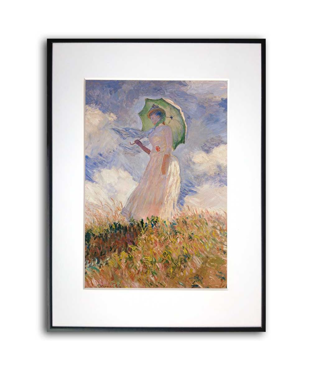 Plakat Claude Monet - Kobieta z parasolką zwrócona w lewo