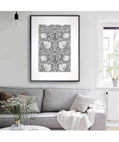 Plakat vintage kwiaty - William Morris - Pimpernel czarno biały